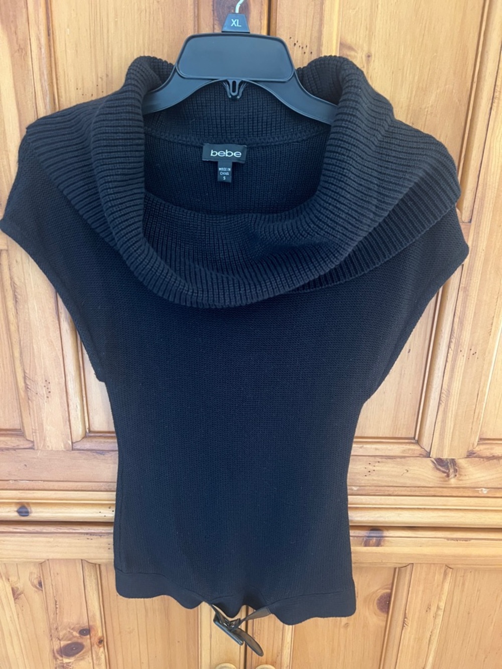 bebe Black Sleeveless Cowl Neck Sweater